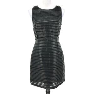 BB Dakota Dress Womens 4 Black Faux Leather Scales Lining Side Zip LBD Sheath